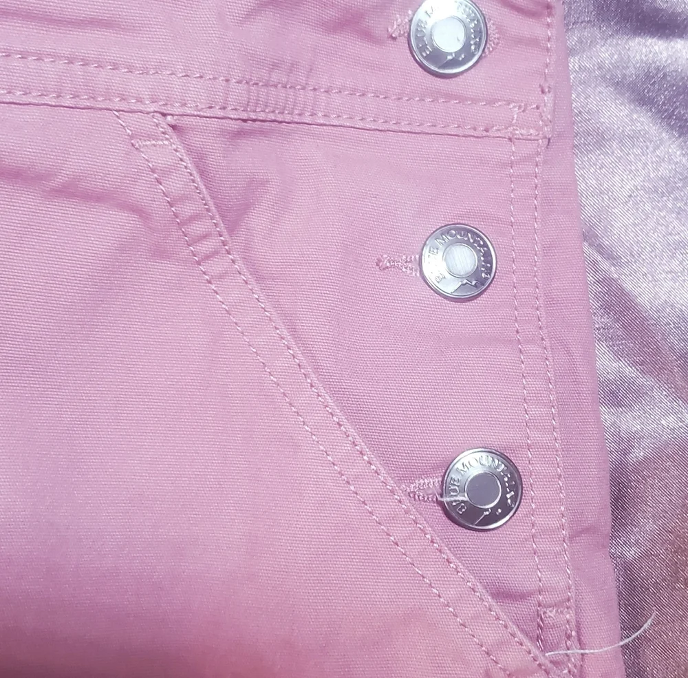 BLUE MOUNTAIN Women's Canvas Bib Shortall Overall Shorts Color Pink Solid - Picture 8 of 8